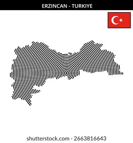 Map of Erzincan with Turkey flag highlighted
