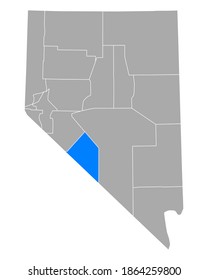 Map of Esmeralda in Nevada on white