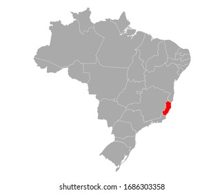 Map of Espirito Santo in Brazil on white