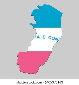 Map of Espirito Santo is a state of Brazil with flag. Vector Illustration