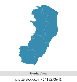 mapa de Espirito Santo es un estado de Brasil con mesorregiones fronterizas