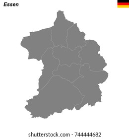 map of Essen city with borders of the districts