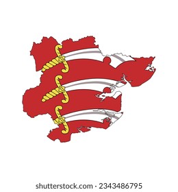 El mapa del condado de Essex con su bandera aislada en fondo blanco. Ilustración del vector