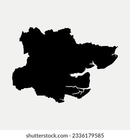 Map of Essex - England - United Kingdom region outline silhouette graphic element Illustration template design

