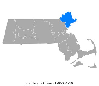 Map of Essex in Massachusetts on white