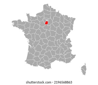 Map of Essonne in France on white