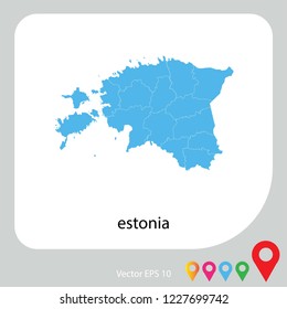 Map of estonia abstract corlor blue on white background.frame.vecter illustration eps 10.