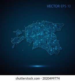 Karte Estlands abstrakte Illustration der globalen sozialen Kommunikation, polygonal Karte mit Verbindungspunkten und Linien. Vektorgrafik eps10.