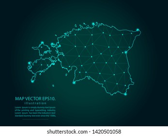 Map of estonia - Abstract mash line and point scales on dark gradient background. Wire Frame 3D mesh polygonal network line, design sphere, dot and structure. Vector illustration eps 10.