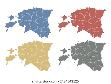 Map of Estonia blue, red, yellow and gray