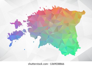 Map of Estonia. Colorful Geometric Rumpled Triangular , Polygonal Design For Your . Vector illustration eps 10.