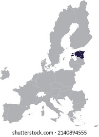 Map of Estonia with European union flag within the gray map of European Union countries
