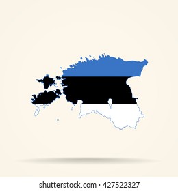 Map of Estonia in Estonia flag colors