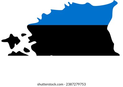 Map of Estonia With Flag Fill