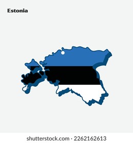 Map of Estonia with flag. Vector illustration. Eps 10