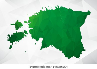 Map of Estonia - Green Geometric Rumpled Triangular , Polygonal Design For Your . Vector illustration eps 10