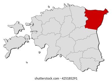 Map - Estonia, Ida-Viru