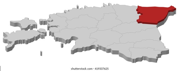 Map - Estonia, Ida-Viru - 3D-Illustration