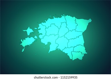 Map of Estonia- Light map on dark background for your infographics and earth template for website. Vector illustration eps 10.