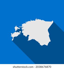 Mapa de Estonia sobre fondo azul con gran sombra