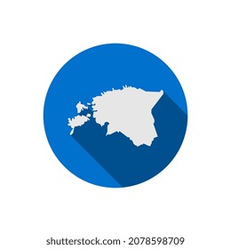 Map of Estonia on Blue circle with long shadow