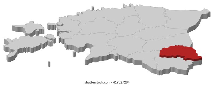 Map - Estonia, Polva - 3D-Illustration