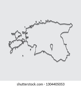 Map of Estonia with shadow on gray background.eps10 