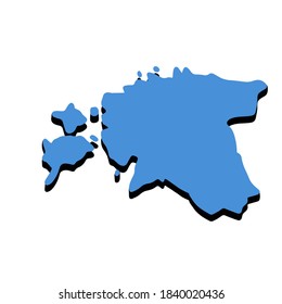 Map of Estonia. States of Eastern Europe in national colors. Blue Silhouette of the country. Flat illustration