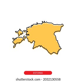 Map of Estonia vector design template. Simple style with editable stroke.