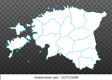 Map of Estonia. Vector illustration on transparent background. Items are placed on separate layers and editable. Vector illustration eps 10.