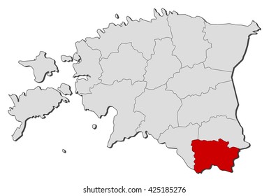 Map - Estonia, Voru