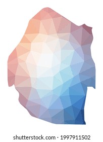 Mapa de Suazilandia. Baja ilustración policial del país. Diseño geométrico con rayas. Tecnología, Internet, concepto de red. Ilustración vectorial.