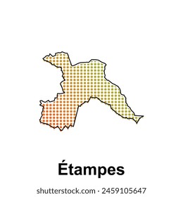 Mapa de Etampes Ciudad con color degradado, Plantilla de diseño de ilustración de estilo de tecnología de puntos, adecuado para su empresa