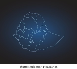 Map of Ethiopia - Abstract mash line and point scales on circuit dark background. symbol for your web site design map logo, app, ui,Travel. Vector illustration eps 10.