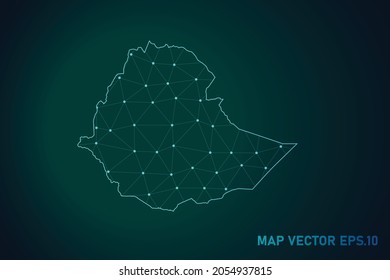 Map of ethiopia - Abstract mash line and point scales on dark gradient background. Wire Frame 3D mesh polygonal network line, design sphere, dot and structure. Vector illustration eps 10.