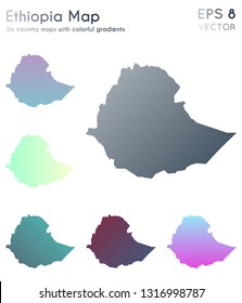 Map of Ethiopia with beautiful gradients. Admirable set of country maps. Unusual vector illustration.