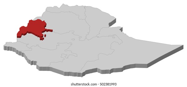Map - Ethiopia, Benishangul-Gumuz - 3D-Illustration