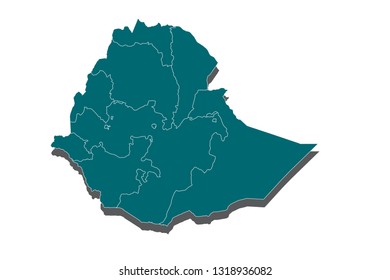 Map of Ethiopia, Ethiopia map - blue geometric rumpled triangular low poly style gradient graphic background, polygonal design for your. Vector illustration eps 10. - Vector