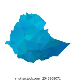 Mapa de Etiopía - Diseño poligonal azul para su viaje. Ilustración vectorial eps 10.
