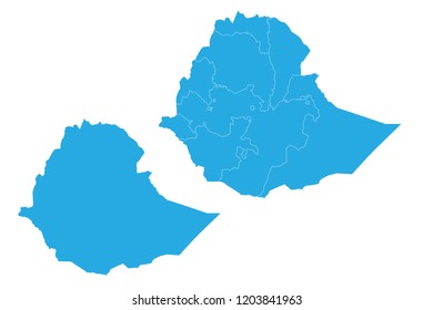 Map - Ethiopia Couple Set , Map of Ethiopia,Vector illustration eps 10.