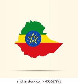 Map of Ethiopia in Ethiopia flag colors
