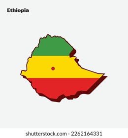 Map of Ethiopia flag shape. Vector illustration. Eps 10