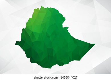 Map of Ethiopia - Green Geometric Rumpled Triangular , Polygonal Design For Your . Vector illustration eps 10