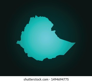 Map of Ethiopia green vector isolated on dark background. High detailed green vector map, Ethiopia symbol for your web site design map - Vector illustration eps 10.