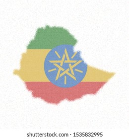 Map of Ethiopia. Mosaic style map with flag of Ethiopia. Fancy vector illustration.
