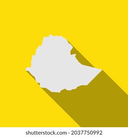Map of Ethiopia on yellow Background with long shadow