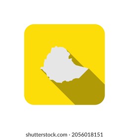 Map of Ethiopia on yellow square with long shadow