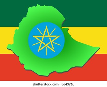 mapa de Etiopía y su ilustración de bandera