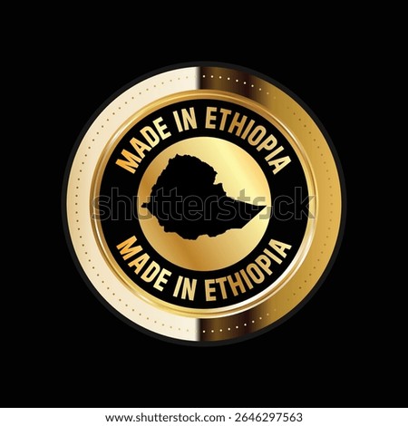Map of Ethiopia. Vector illustration. Logo, Icon, and Symbol. Ethiopia map gold seal. 