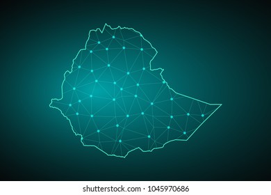 map of Ethiopia. Wire frame 3D mesh polygonal network line, design sphere, dot and structure. Vector illustration eps 10.